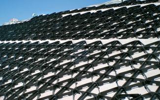 Pitched roof surface with Georaster® elements