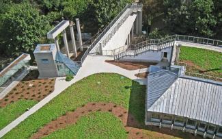 Bird's eye view onto the green roof
