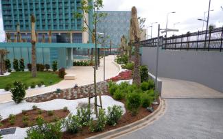 Driveway leading to the underground garage