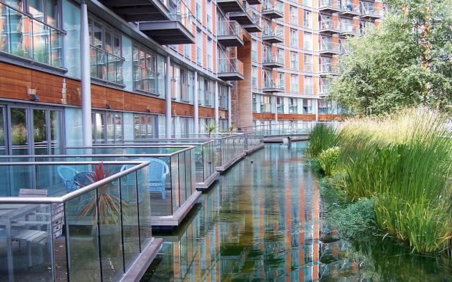 New Providence Wharf in London - green ovals | ZinCo Green ...